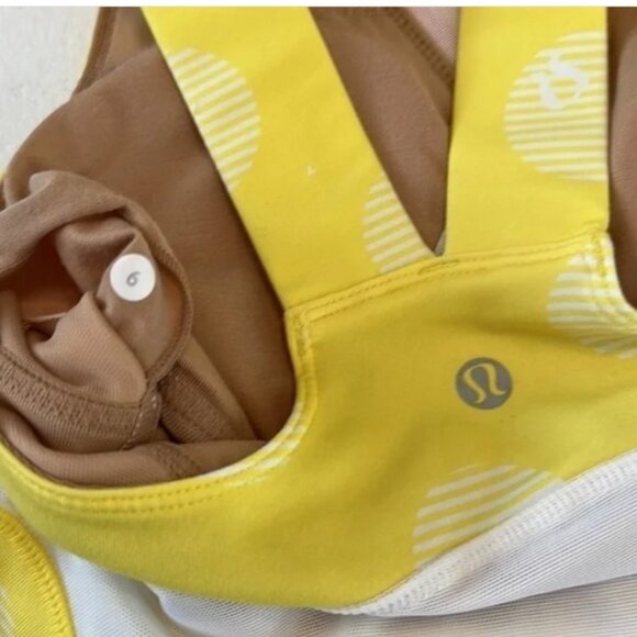 Lululemon Yellow Polka Dot V-Neck Tank Mesh Size 8 - Picture 4 of 4